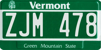 VT license plate ZJM478