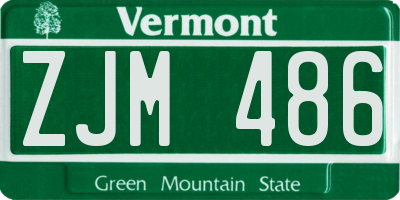 VT license plate ZJM486