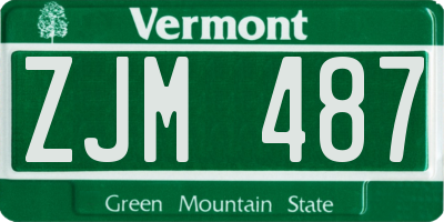 VT license plate ZJM487