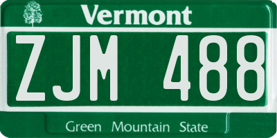 VT license plate ZJM488