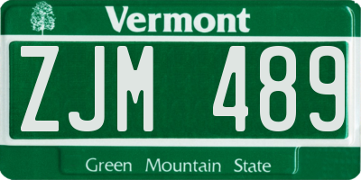 VT license plate ZJM489
