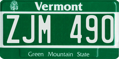 VT license plate ZJM490