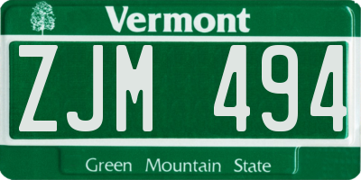 VT license plate ZJM494