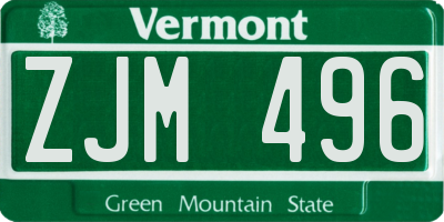 VT license plate ZJM496