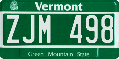VT license plate ZJM498