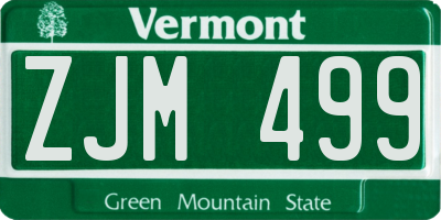 VT license plate ZJM499