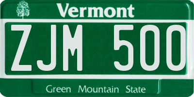 VT license plate ZJM500
