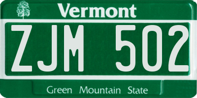 VT license plate ZJM502