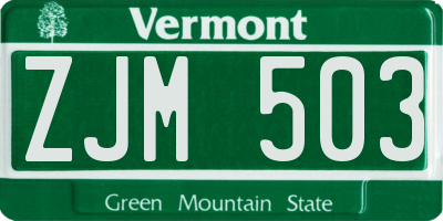 VT license plate ZJM503