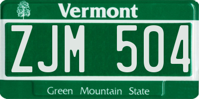 VT license plate ZJM504