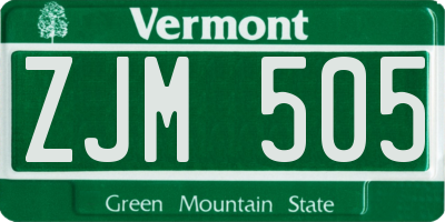 VT license plate ZJM505