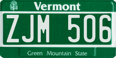 VT license plate ZJM506