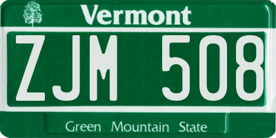 VT license plate ZJM508