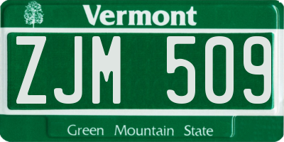 VT license plate ZJM509