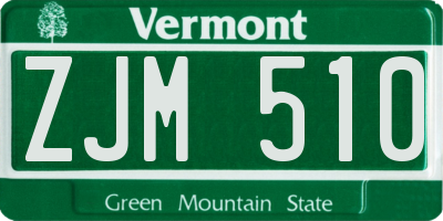 VT license plate ZJM510
