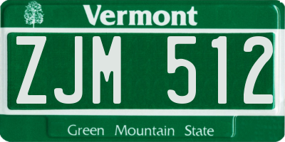 VT license plate ZJM512