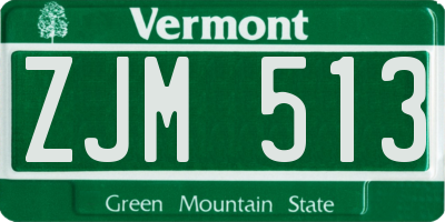 VT license plate ZJM513