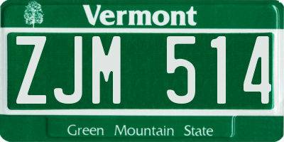 VT license plate ZJM514