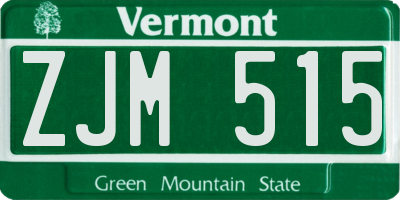 VT license plate ZJM515