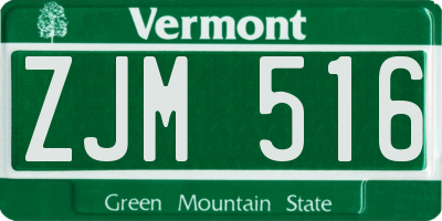 VT license plate ZJM516