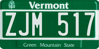 VT license plate ZJM517