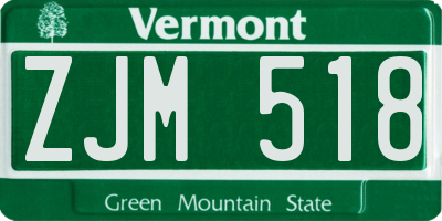 VT license plate ZJM518