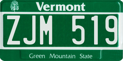 VT license plate ZJM519
