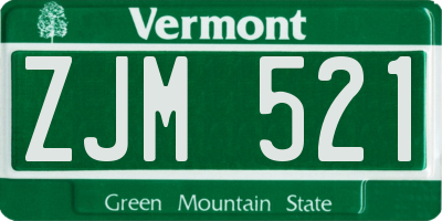 VT license plate ZJM521
