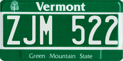 VT license plate ZJM522