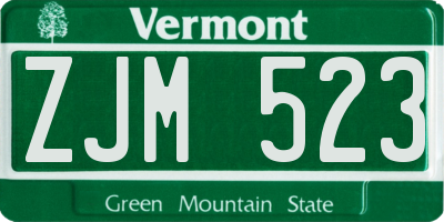 VT license plate ZJM523