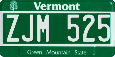 VT license plate ZJM525