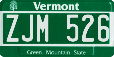 VT license plate ZJM526