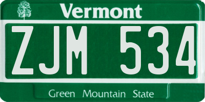 VT license plate ZJM534