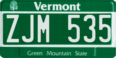 VT license plate ZJM535