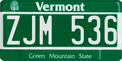 VT license plate ZJM536