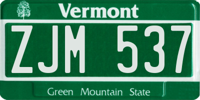 VT license plate ZJM537