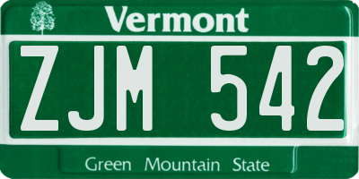 VT license plate ZJM542