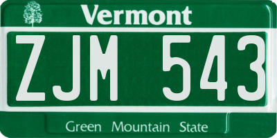 VT license plate ZJM543