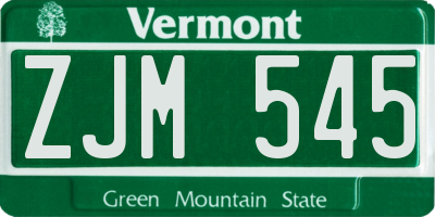 VT license plate ZJM545