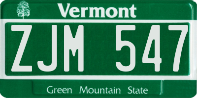 VT license plate ZJM547