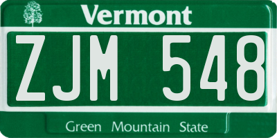 VT license plate ZJM548