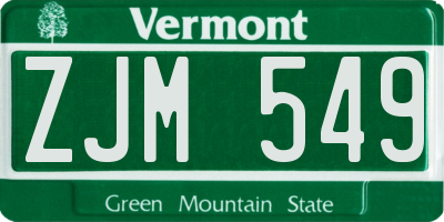 VT license plate ZJM549