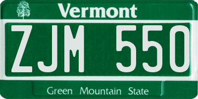 VT license plate ZJM550