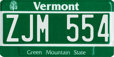 VT license plate ZJM554