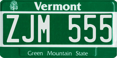 VT license plate ZJM555
