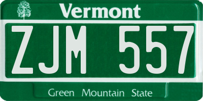 VT license plate ZJM557