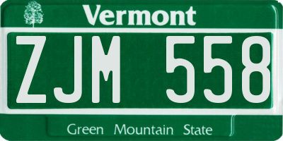 VT license plate ZJM558