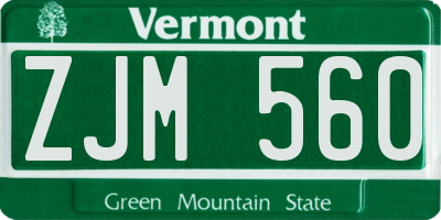 VT license plate ZJM560