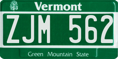 VT license plate ZJM562