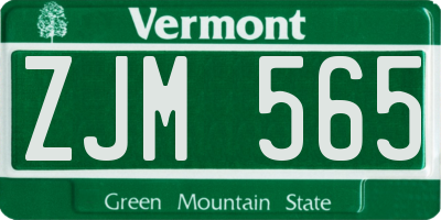VT license plate ZJM565